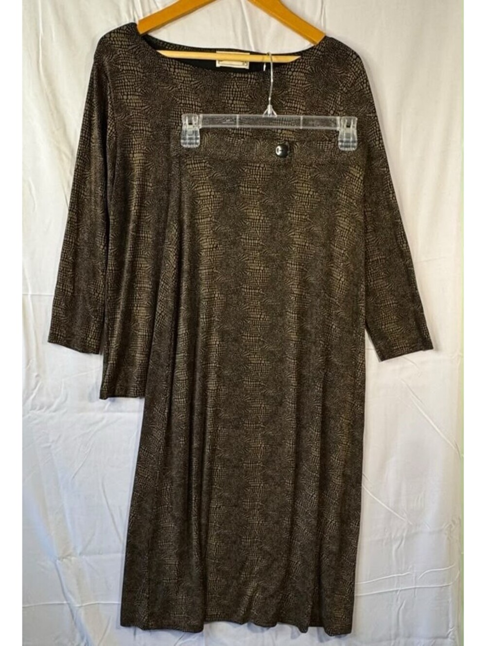 Frazier Lawrence 2pc Set Top Skirt M Brown Gold Croc Animal Print Midi